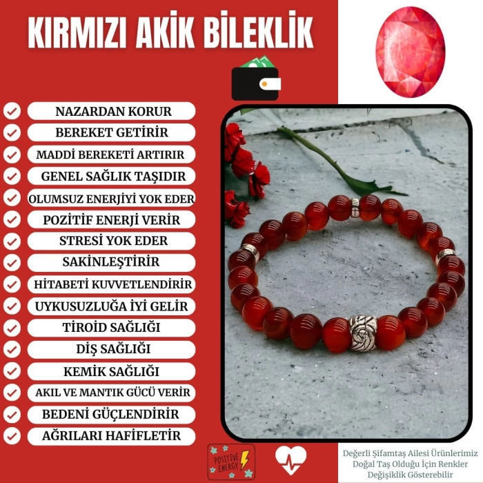 Kırmızı Akik Bileklik