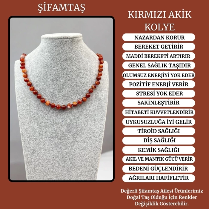 KIRMIZI AKİK KOMPLE TAŞ KOLYE