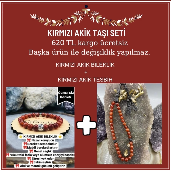 KIRMIZI AKİK TAŞI SETİ