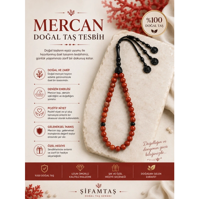 MERCAN DOĞAL TAŞ TESBİH