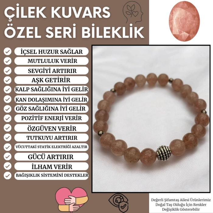 ÖZEL SERİ ÇİLEK KUVARS BİLEKLİK