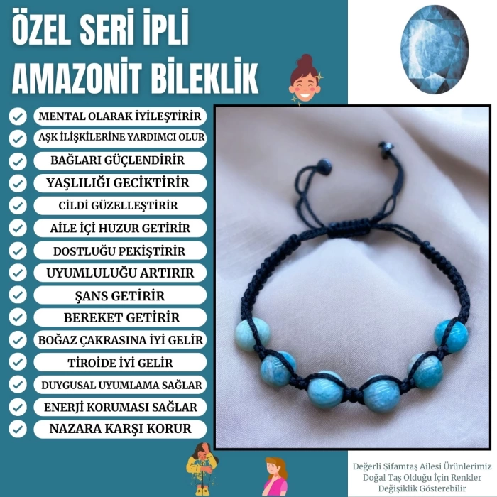 Özel Seri İpli Amazonit Bileklik