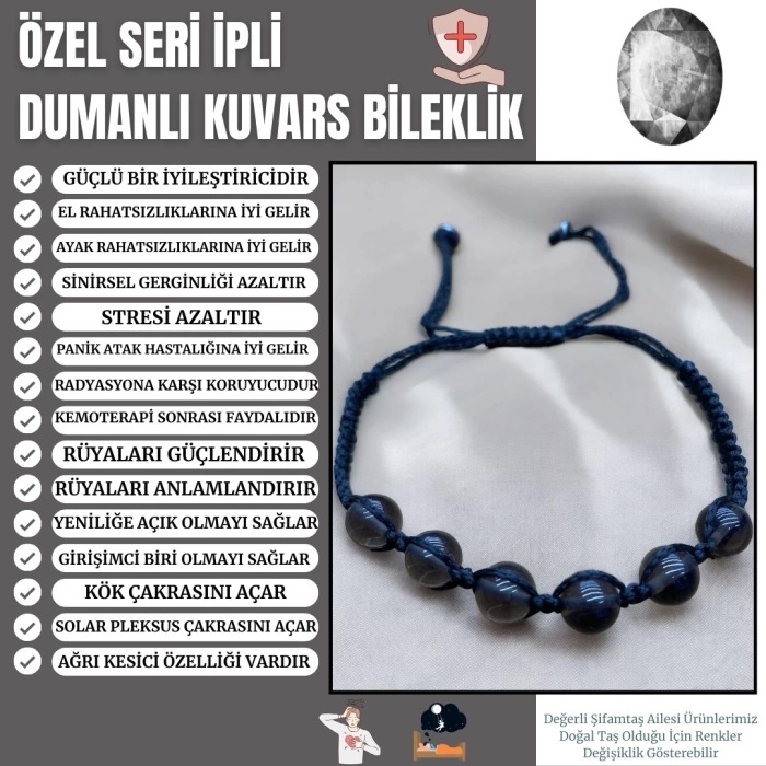 Özel Seri İpli Dumanlı Kuvars Bileklik