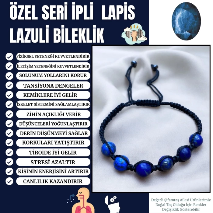 Özel Seri İpli Lapis Lazuli Bileklik