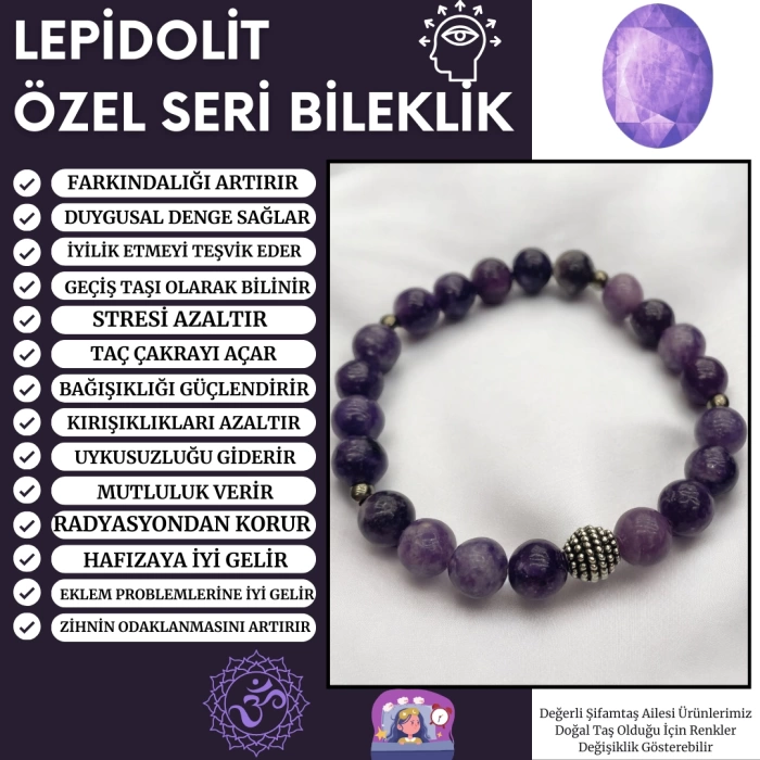 ÖZEL SERİ LEPİDOLİT BİLEKLİK