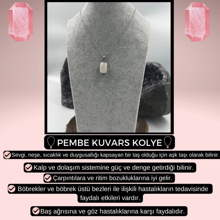 PEMBE KUVARS KOLYE