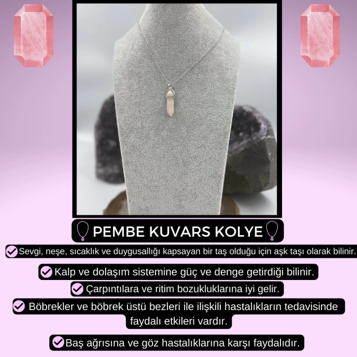 PEMBE KUVARS KURŞUN KOLYE