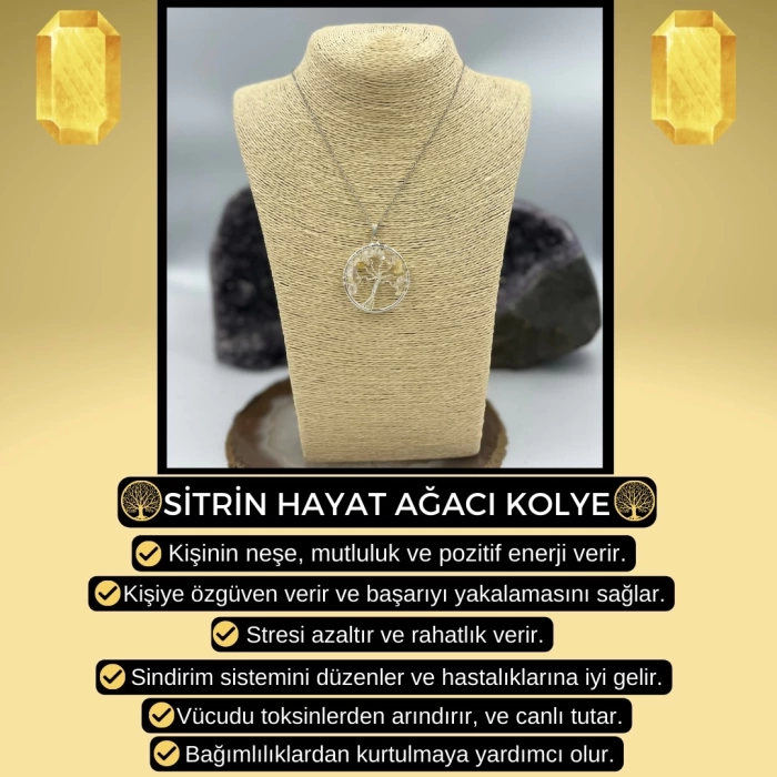 SİTRİN HAYAT AĞACI KOLYE