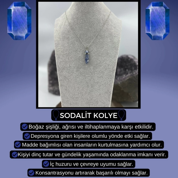 SODALİT KURŞUN KOLYE