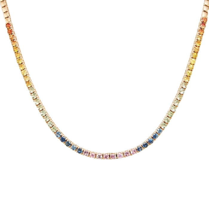 Rainbow 7.89 Carat Sapphire Tennis Necklace