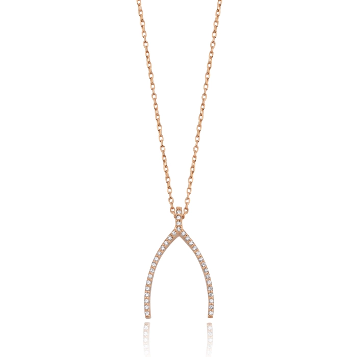 WISHBONE GOLD DIAMOND NECKLACE