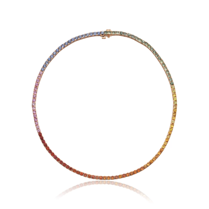 RAINBOW TENNIS GOLD SAPPHIRE NECKLACE