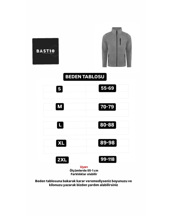 Unisex Erkek Kadın Outdoor Cepli Tam Fermuarlı Polar