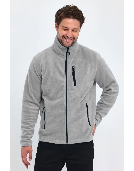 Unisex Erkek Kadın Outdoor Cepli Tam Fermuarlı Polar