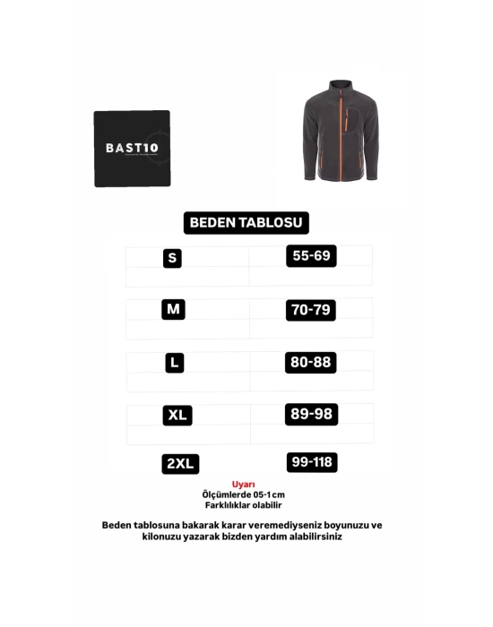 Unisex Erkek Kadın Outdoor Cepli Tam Fermuarlı Polar