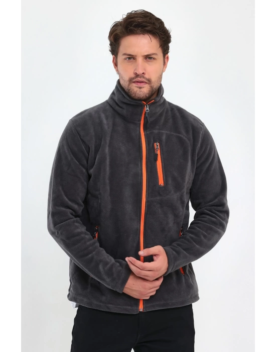 Unisex Erkek Kadın Outdoor Cepli Tam Fermuarlı Polar