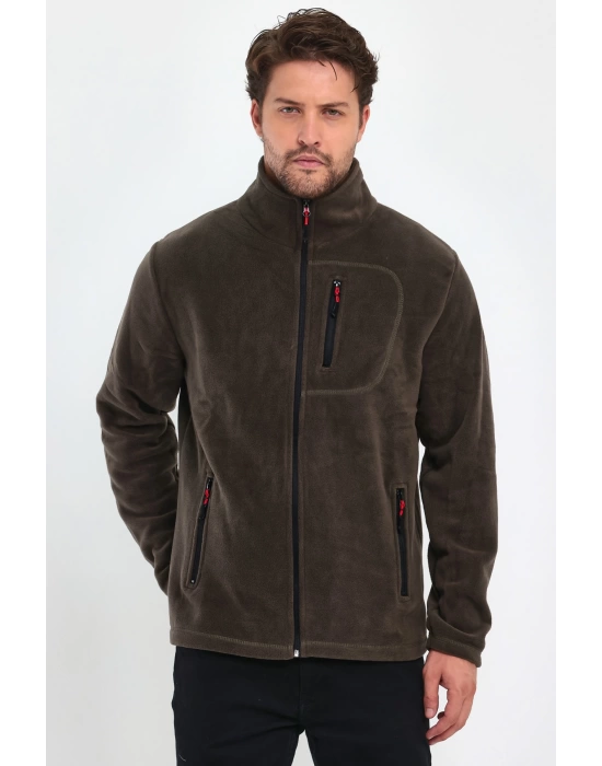 Unisex Erkek Kadın Outdoor Cepli Tam Fermuarlı Polar