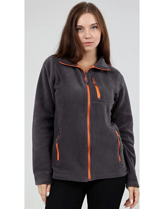 Unisex Kadın Erkek Outdoor Cepli Tam Fermuarlı Polar