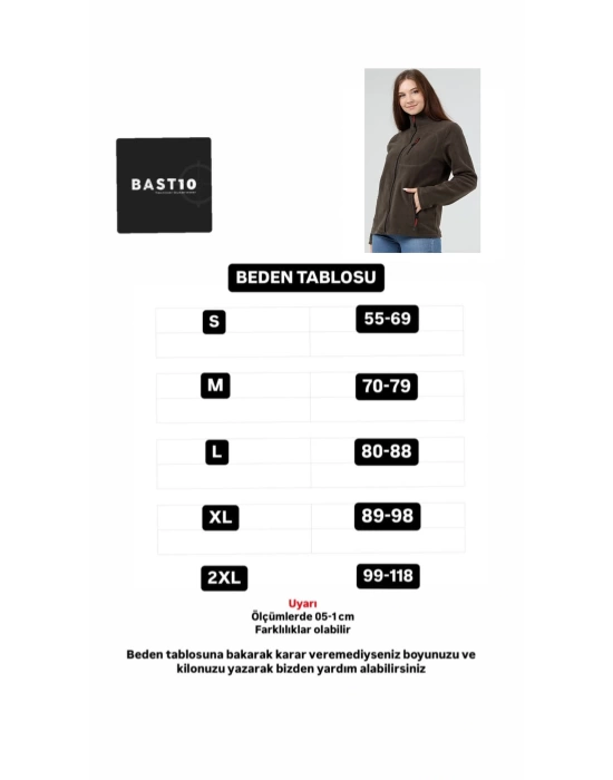 Unisex Kadın Erkek Outdoor Cepli Tam Fermuarlı Polar