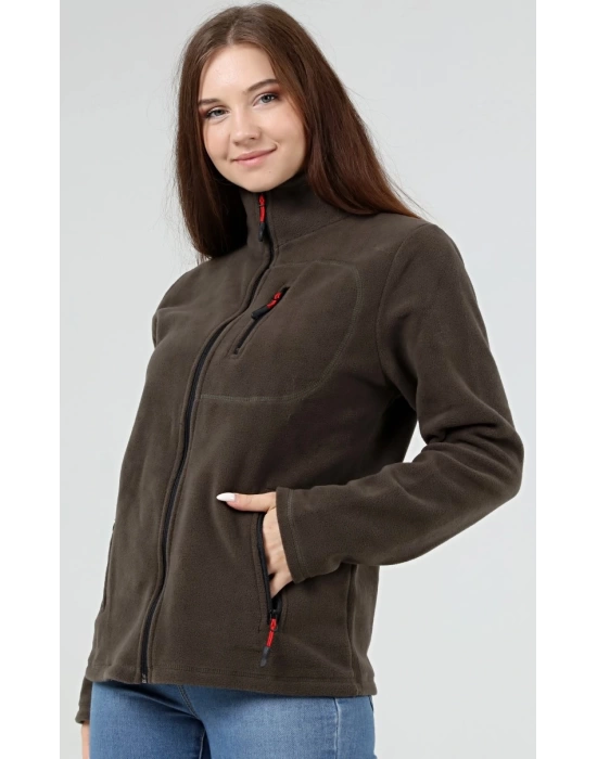 Unisex Kadın Erkek Outdoor Cepli Tam Fermuarlı Polar
