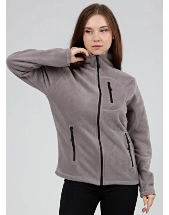 Unisex Kadın Erkek Outdoor Cepli Tam Fermuarlı Polar