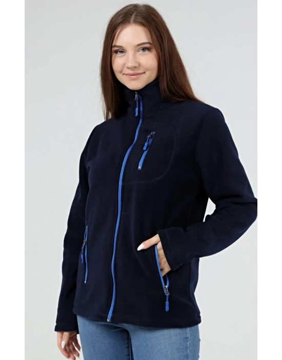 Unisex Kadın Erkek Outdoor Cepli Tam Fermuarlı Polar
