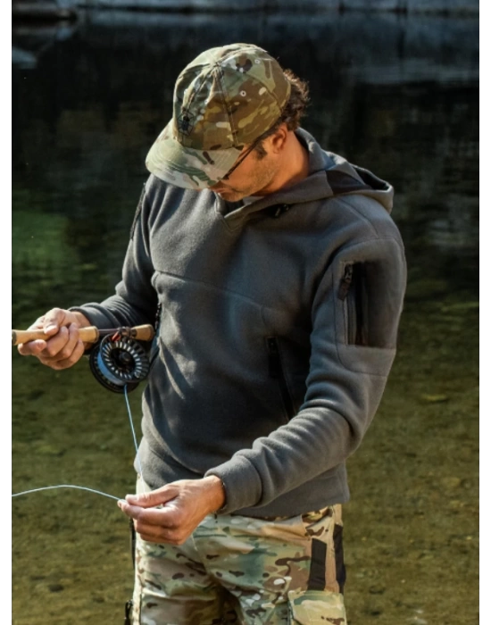 Outdoor Polar Erkek Kadın Unisex Kapşonlu Kombat Tactical Cepli Polar