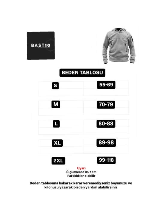 Outdoor Polar Erkek Kadın Unisex Kapşonlu Kombat Tactical Cepli Polar