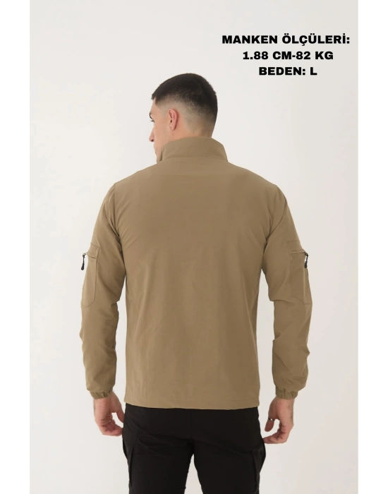 Outdoor Unisex Slim Fit Likralı Su İtici Çok Cepli Mevsimlik Taktik Spor Ceket
