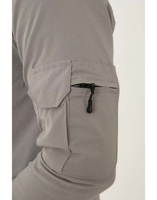 Outdoor Unisex Slim Fit Likralı Su İtici Çok Cepli Mevsimlik Taktik Spor Ceket