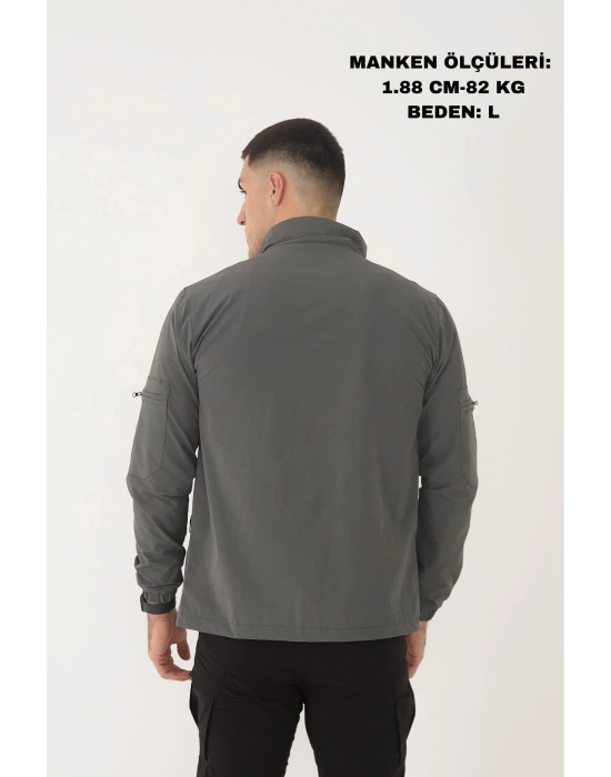 Outdoor Unisex Slim Fit Likralı Su İtici Çok Cepli Mevsimlik Taktik Spor Ceket