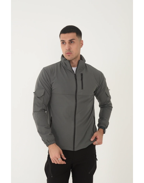 Outdoor Unisex Slim Fit Likralı Su İtici Çok Cepli Mevsimlik Taktik Spor Ceket