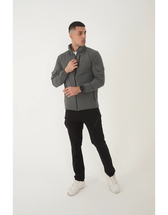 Outdoor Unisex Slim Fit Likralı Su İtici Çok Cepli Mevsimlik Taktik Spor Ceket