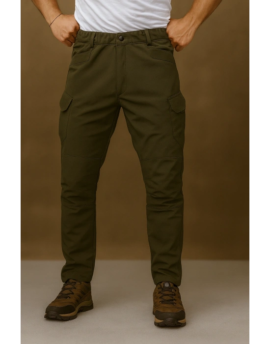 BAST10 Softshell Unisex İçi Polarlı Taktik Outdoor Pantolon – Su ve Rüzgar Geçirmez, Likralı, 6 Cep