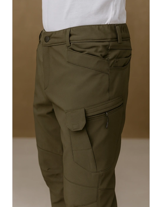 BAST10 Softshell Unisex İçi Polarlı Taktik Outdoor Pantolon – Su ve Rüzgar Geçirmez, Likralı, 6 Cep