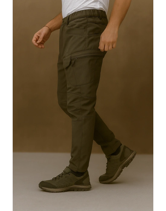 BAST10 Softshell Unisex İçi Polarlı Taktik Outdoor Pantolon – Su ve Rüzgar Geçirmez, Likralı, 6 Cep