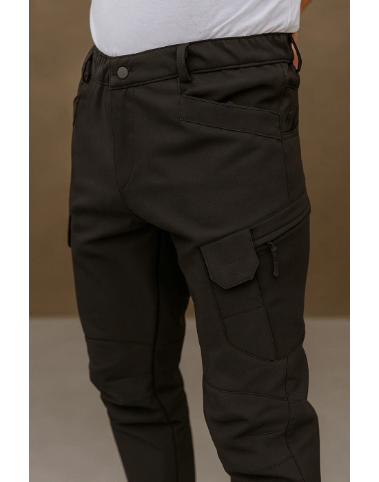 BAST10 Softshell Unisex İçi Polarlı Taktik Outdoor Pantolon – Su ve Rüzgar Geçirmez, Likralı, 6 Cep