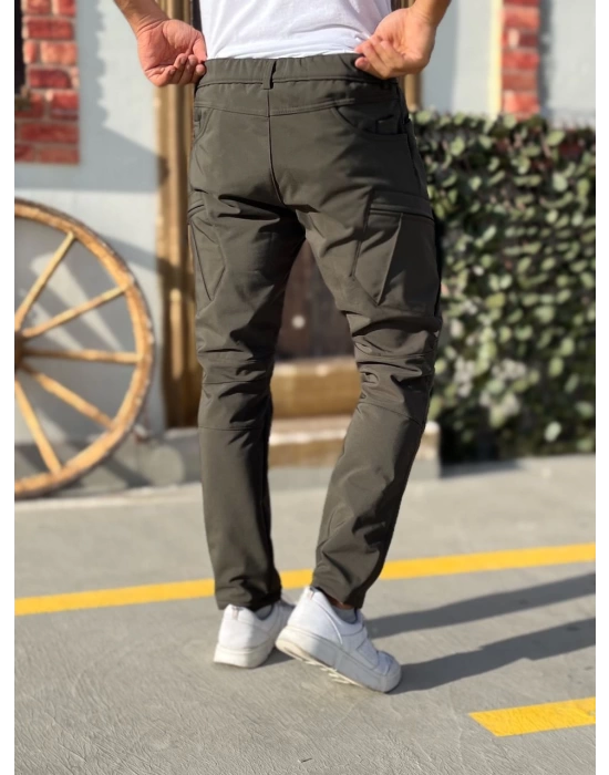 Erkek Kışlık Haki Outdoor Softshell İçi Polarlı Su Ve Rüzgar Geçirmez Taktik Pantolon