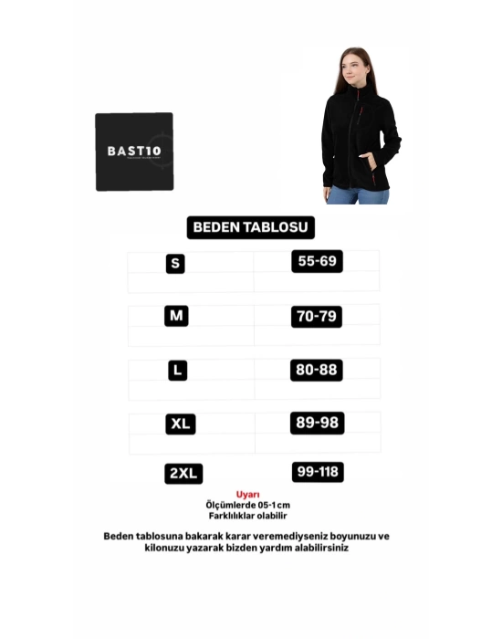 Unisex Kadın Erkek Outdoor Cepli Tam Fermuarlı Polar