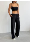 Nuray Model Yazlık %100 Keten Bol Paça Yandan Bağcıklı Pantolon