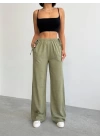 Nuray Model Yazlık %100 Keten Bol Paça Yandan Bağcıklı Pantolon