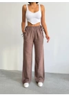 Nuray Model Yazlık %100 Keten Bol Paça Yandan Bağcıklı Pantolon