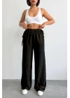 Nuray Model Yazlık %100 Keten Bol Paça Yandan Bağcıklı Pantolon