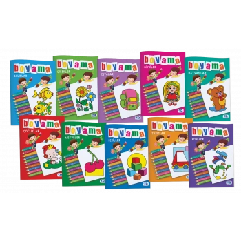 RENKLER, ŞEKİLLER BOYAMA KİTABI  10 KİTAP