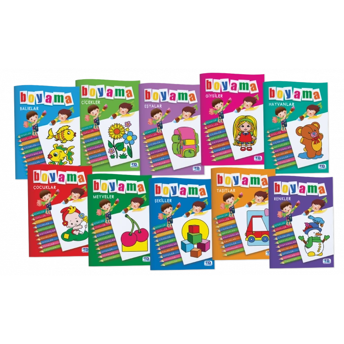 RENKLER, ŞEKİLLER BOYAMA KİTABI  10 KİTAP