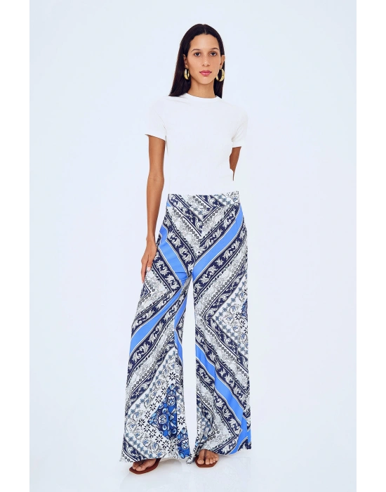 Kadın geniş paça desenli pantolon