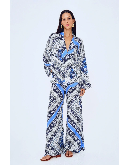 Kadın geniş paça desenli pantolon