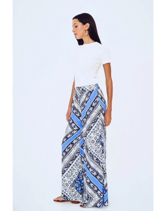 Kadın geniş paça desenli pantolon