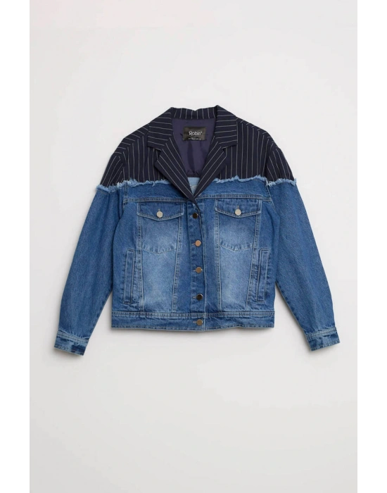 Kot Detaylı Lacivert Mont