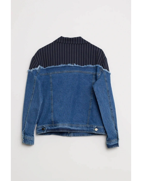 Kot Detaylı Lacivert Mont